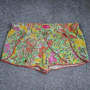 Lilly Pulitzer for Target Happy Place Yellow Orange Floral Drawstring Shorts XL